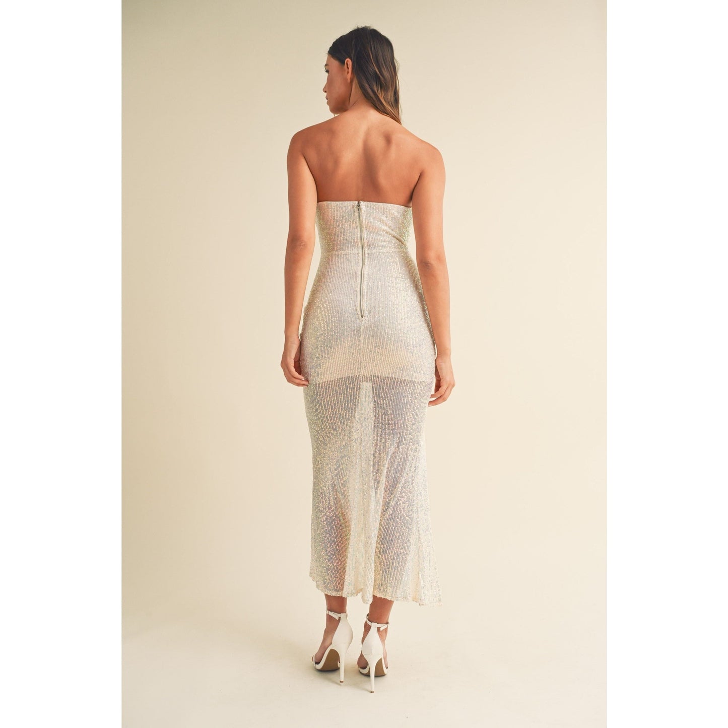 Sequin strapless tube bodycon