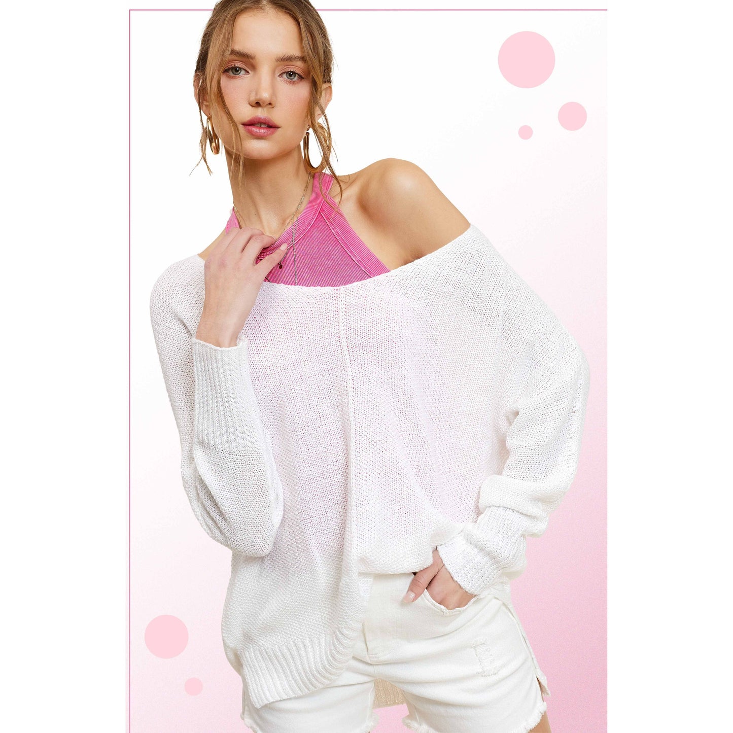 Leena Periwinkle Knit Crew Neck Sweater