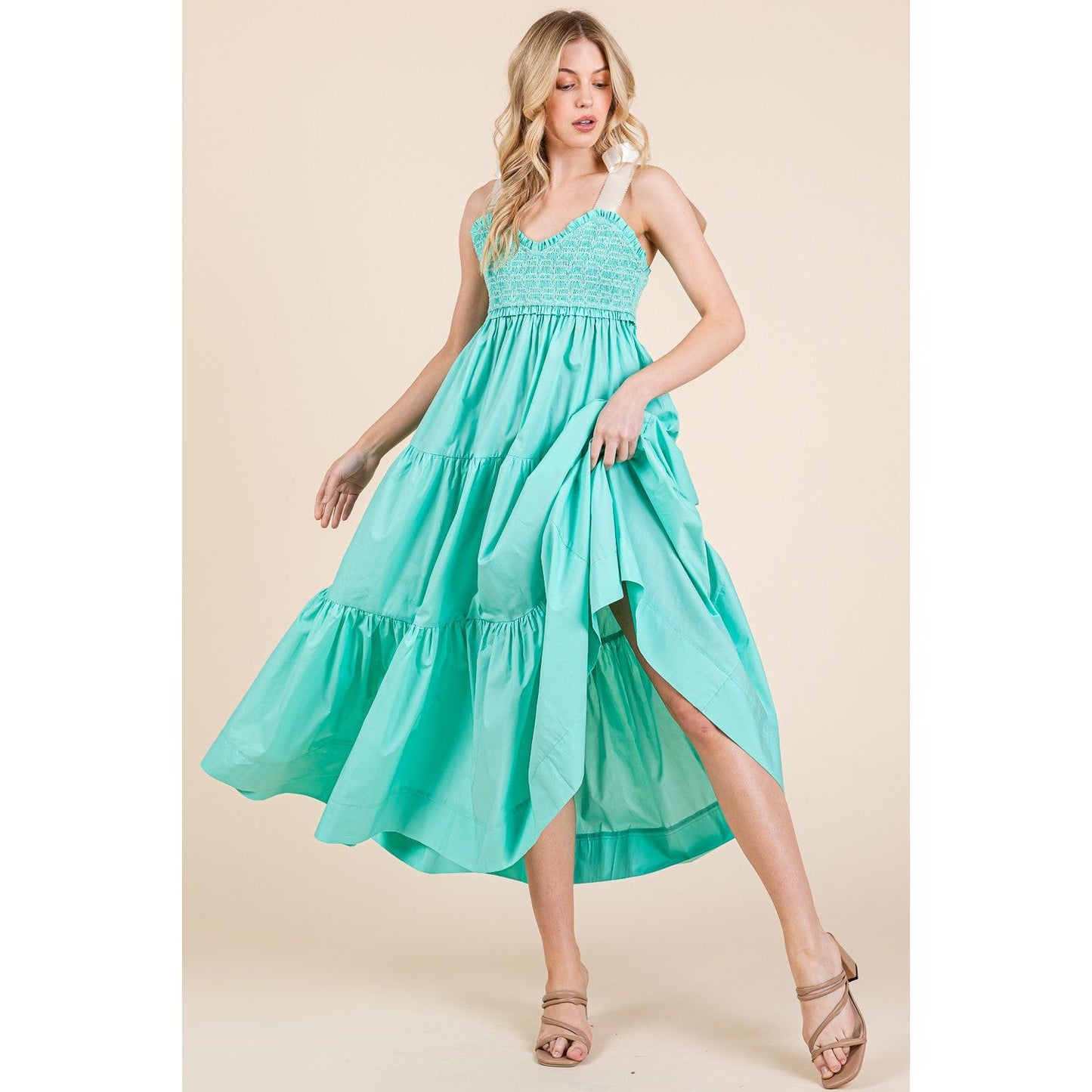 The Felicity Mint Cotton Midi Dress