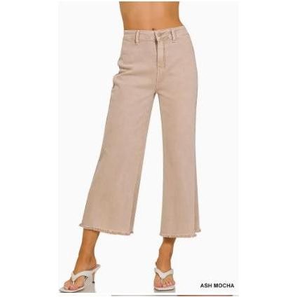 High Waist Acid Wash Frayed Bootcut Jeans