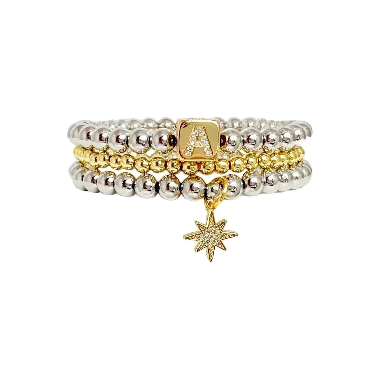 Love Lisa, Amy Initial Star Bracelet Stack Collection