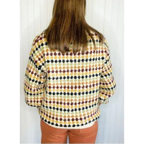 Greta Multicolor Fall Dotted Crew Knit Sweater