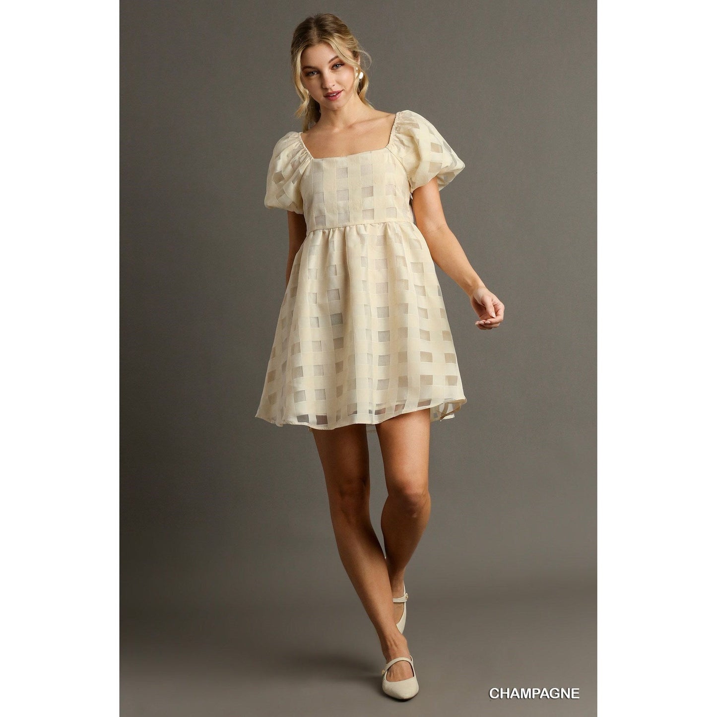 UMGEE Checkered Babydoll Dress