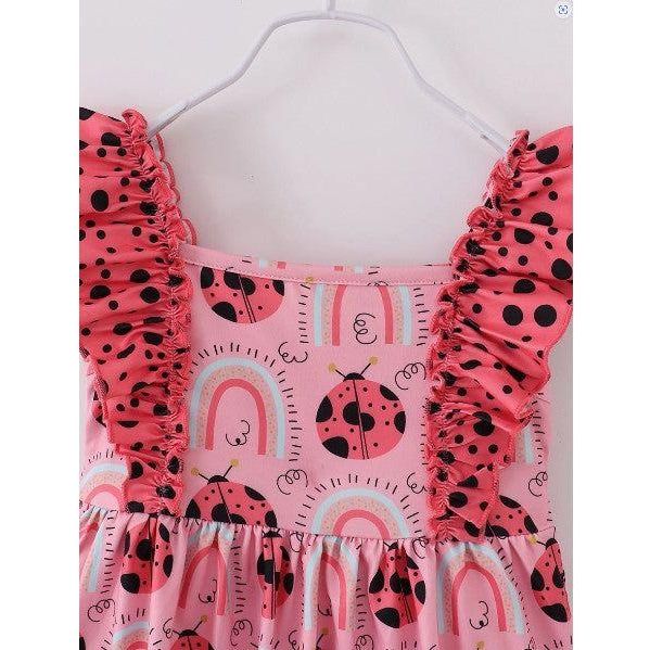 Ladybug Dream Pink Flutter Ruffle Tank Girls Dress