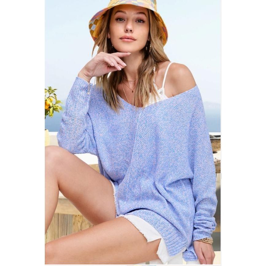 Leena Periwinkle Knit Crew Neck Sweater