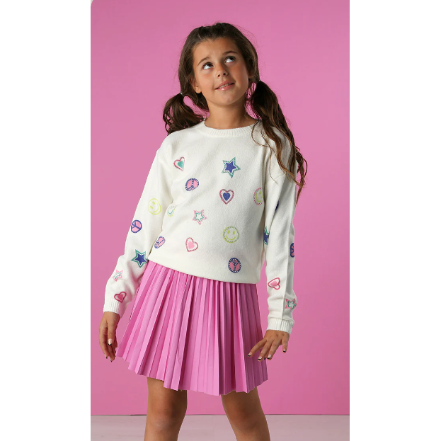Hannah Banana Pleated Pleather Skirt-PINK