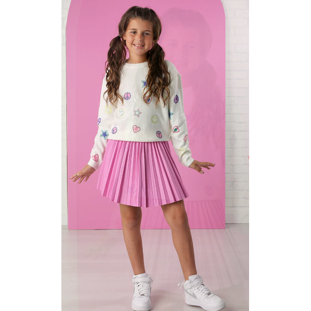 Hannah Banana Pleated Pleather Skirt-PINK