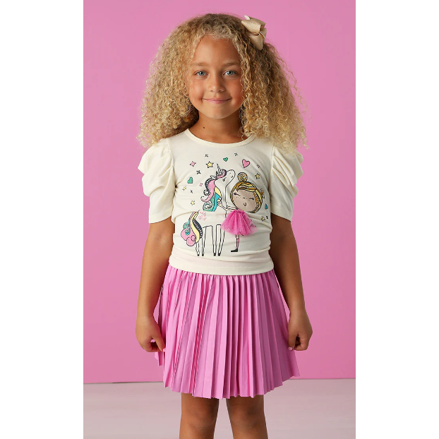 Hannah Banana Pleated Pleather Skirt-PINK