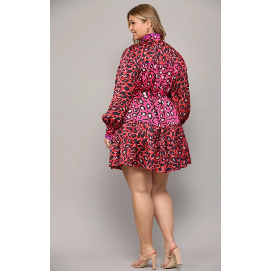 Multi Colored Animal Print Button Front Dress
