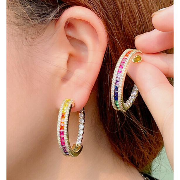 Eye Candy Los Angeles, Sophia Rainbow Hoop Earrings