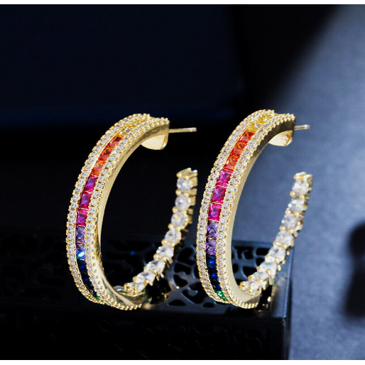 Eye Candy Los Angeles, Sophia Rainbow Hoop Earrings