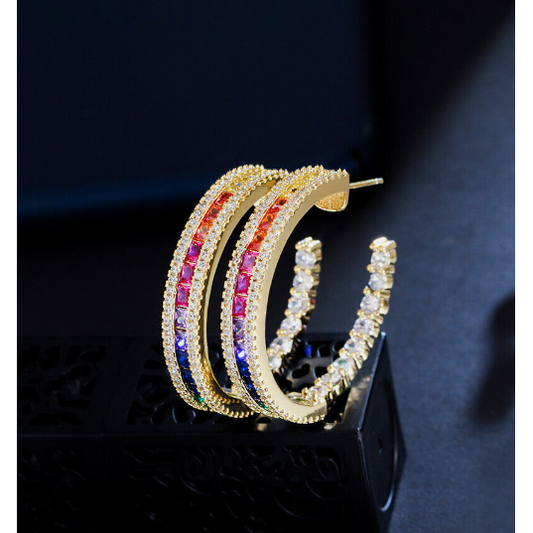Eye Candy Los Angeles, Sophia Rainbow Hoop Earrings