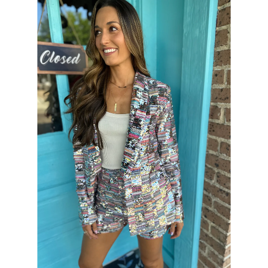 Sequin and Tweed Shorts