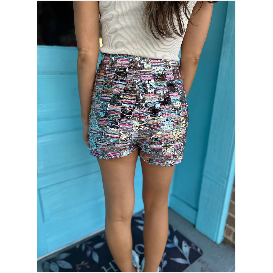 Sequin and Tweed Shorts