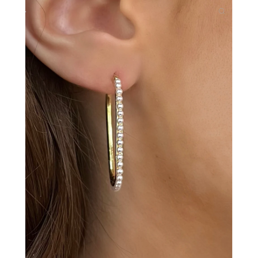 Pearl Lined Square Hoop