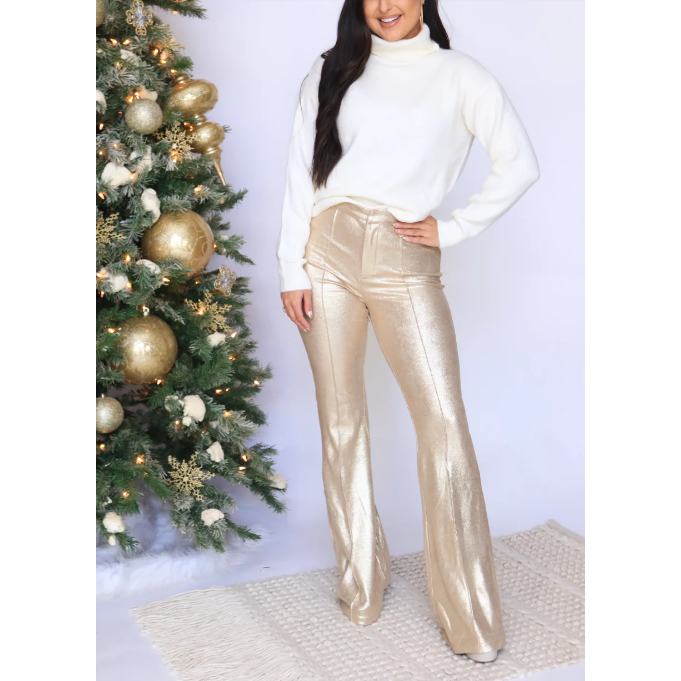 Carried Away Faux Leather Gold Pants-Shimmery Gold