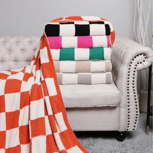 Reversible Checkerboard Patterned Throw Blanket