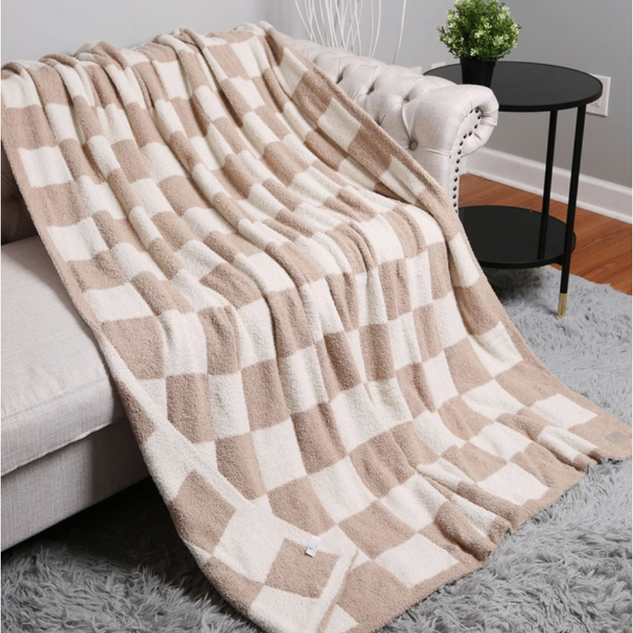 Reversible Checkerboard Patterned Throw Blanket