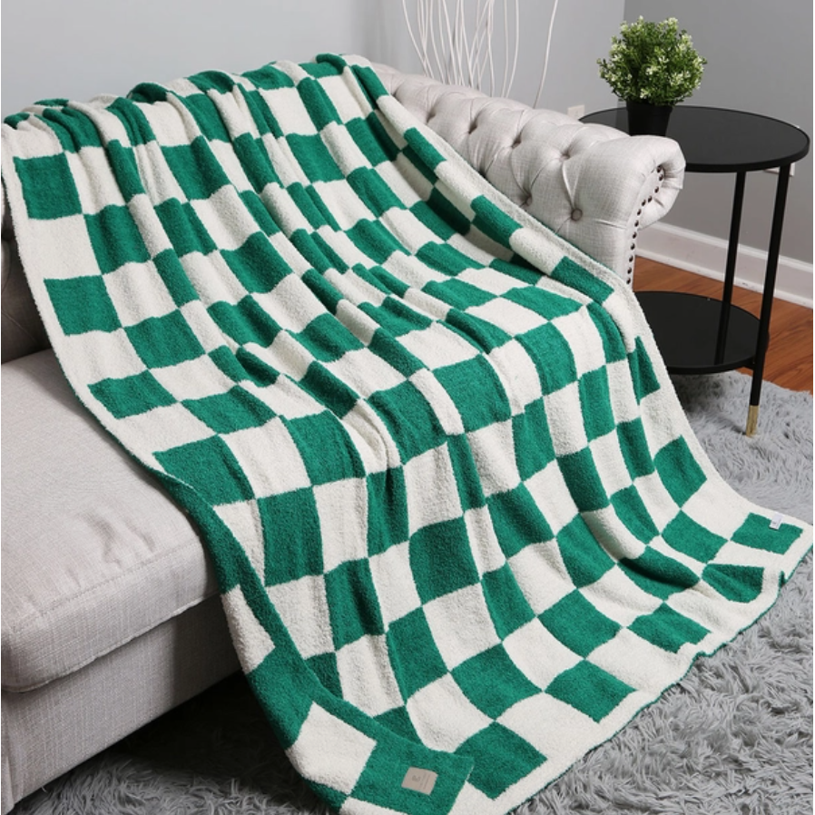 Reversible Checkerboard Patterned Throw Blanket