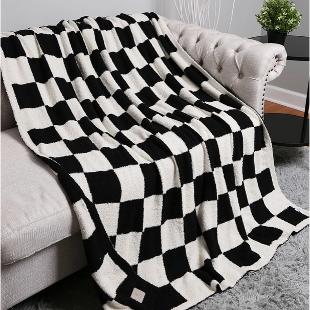 Reversible Checkerboard Patterned Throw Blanket