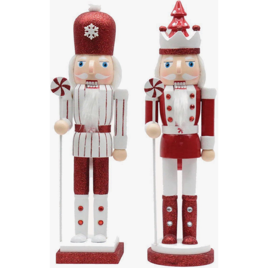 Santa's Workshop 15" Red & White Peppermint Nutcracker Set