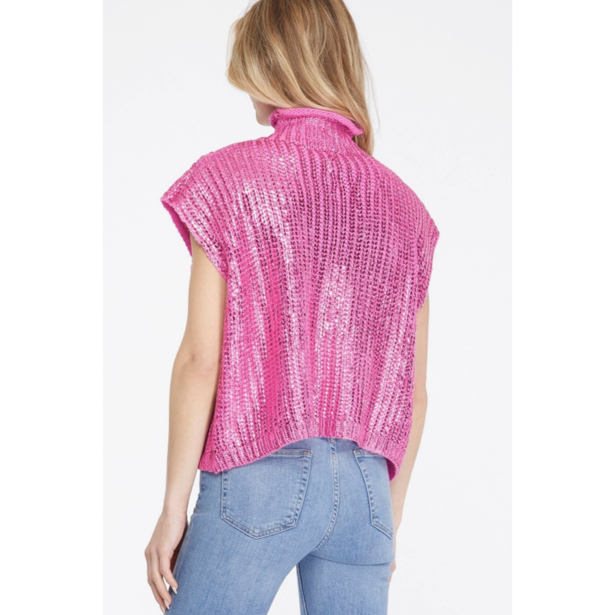 Metallic Foil Sweater, CANDY PINK