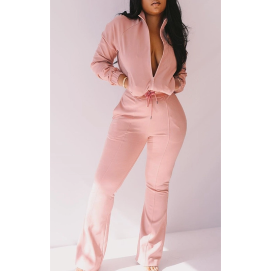 Long Sleeve Tie Waist Zip Up Jumpsuit