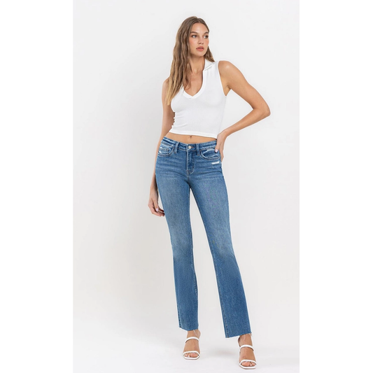 VERVET Mid Rise Raw Hem Ankle Bootcut Jean