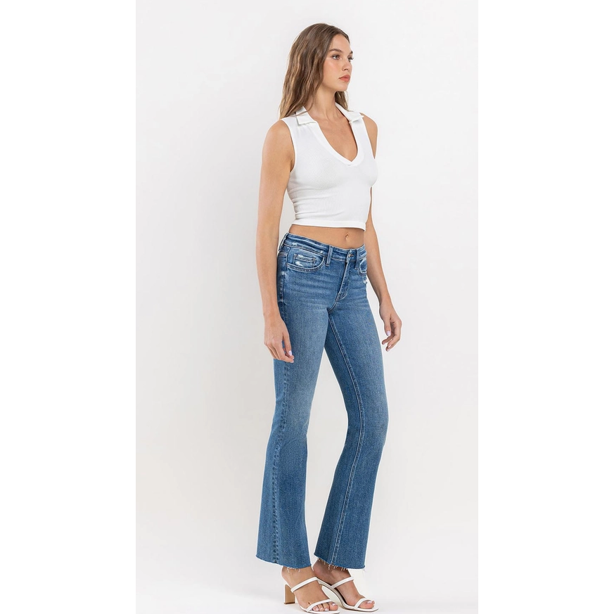 VERVET Mid Rise Raw Hem Ankle Bootcut Jean