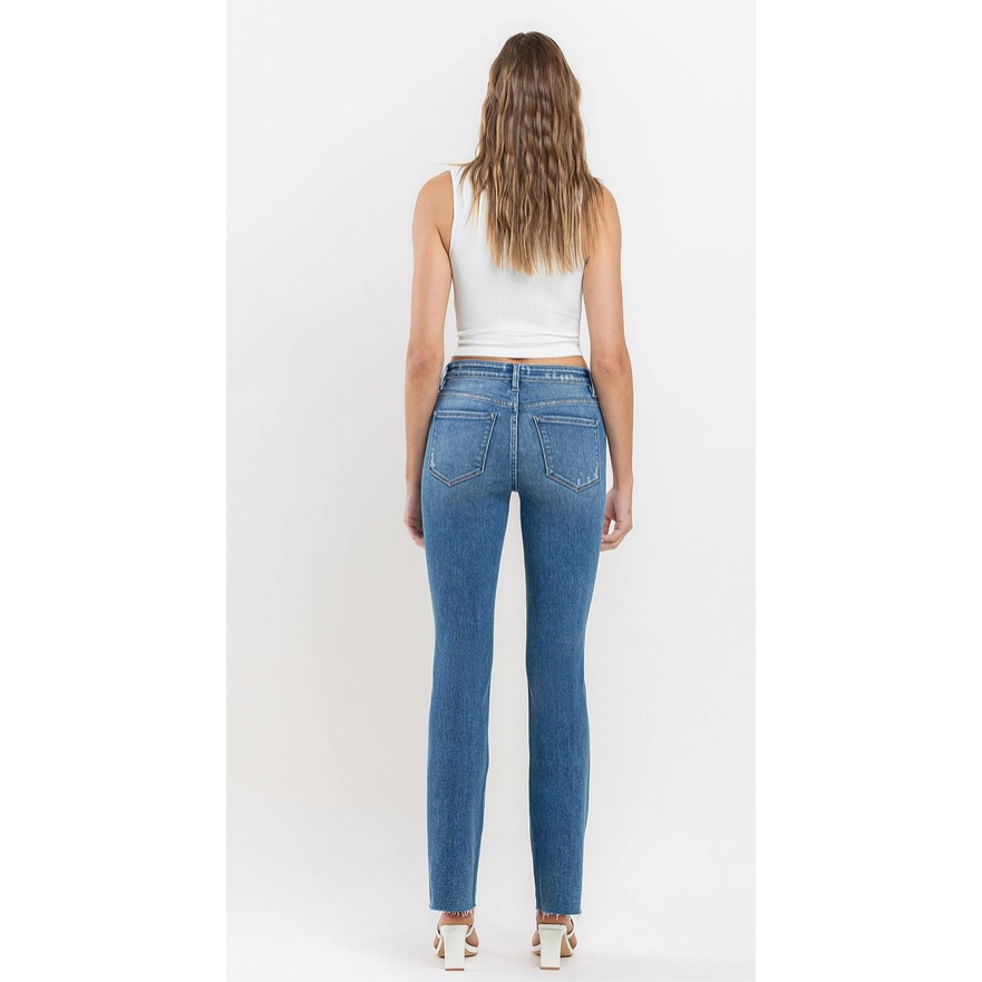 VERVET Mid Rise Raw Hem Ankle Bootcut Jean