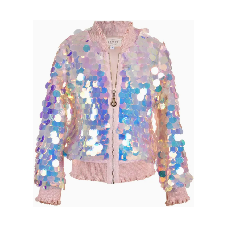 Hannah Banana Girl’s Pink Iridescent Sequin Jacket