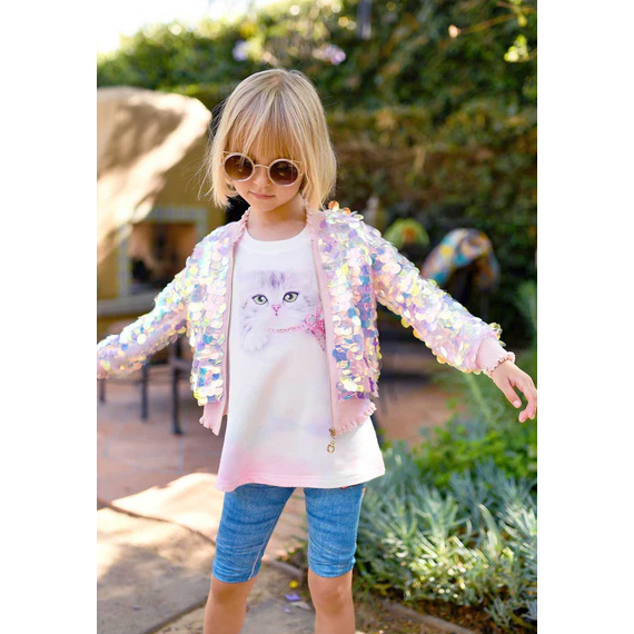 Hannah Banana Girl’s Pink Iridescent Sequin Jacket