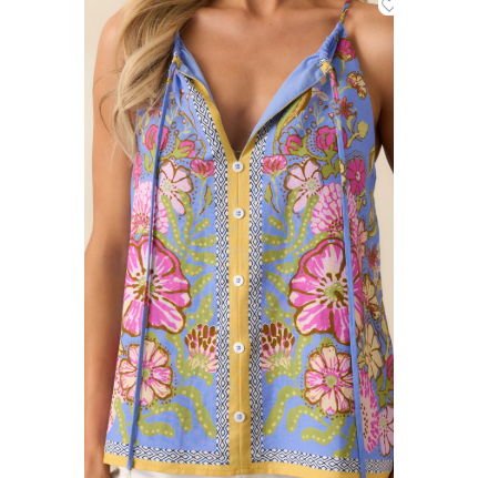 Garden Grove Periwinkle Multi Floral Tank Top