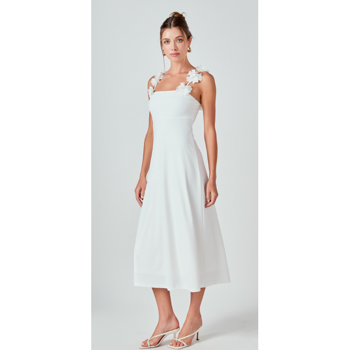 Rosette Shoulder Maxi Dress