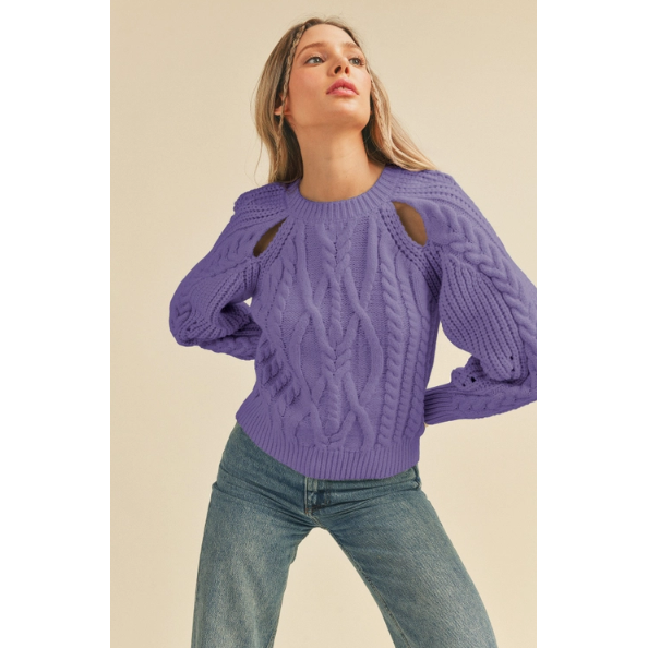 Crew Neck Cable Knit Sweater