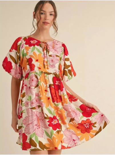 AUTUMN FLOWER MINI DRESS