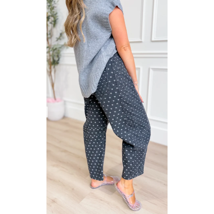 Carson Black Polka Dot Mineral Wash Denim Pant