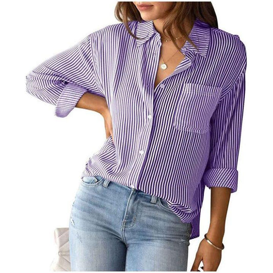 Striped Poplin Button Up Shirt