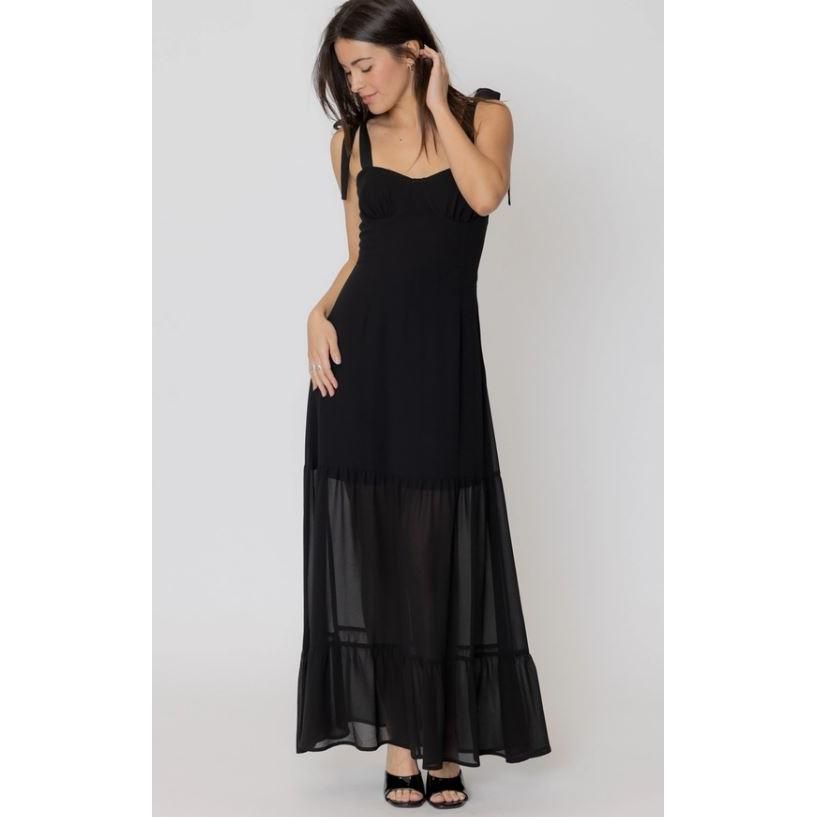 Eloise Sweetheart Neckline Maxi Dress with Shoulder Ties