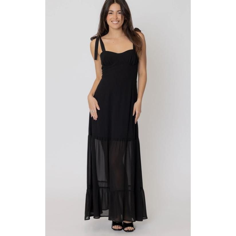 Eloise Sweetheart Neckline Maxi Dress with Shoulder Ties