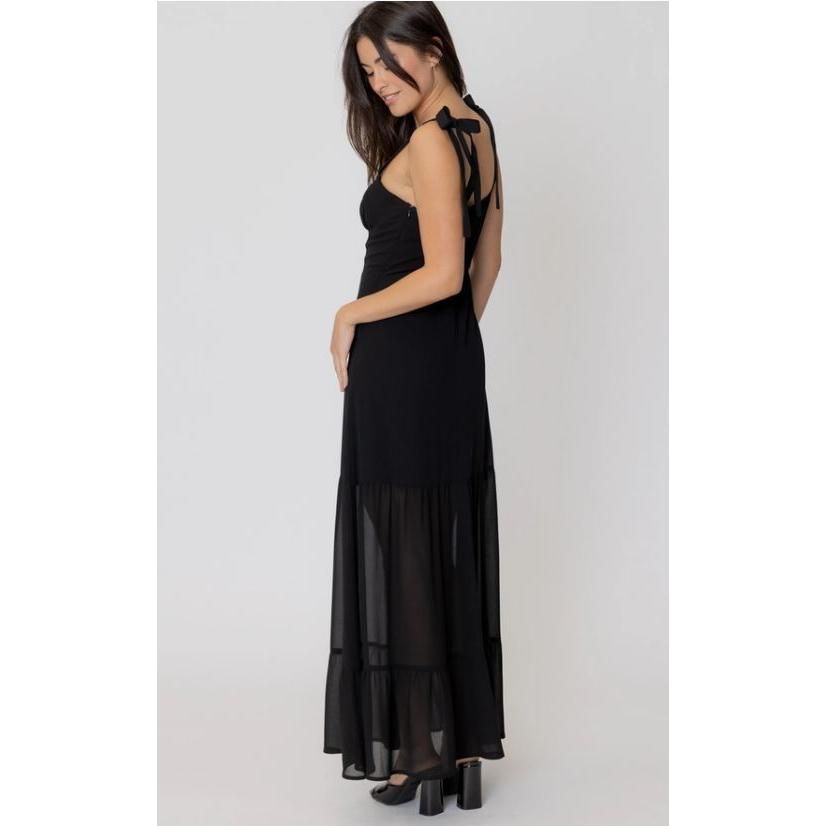 Eloise Sweetheart Neckline Maxi Dress with Shoulder Ties