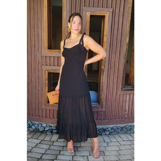 Eloise Sweetheart Neckline Maxi Dress with Shoulder Ties