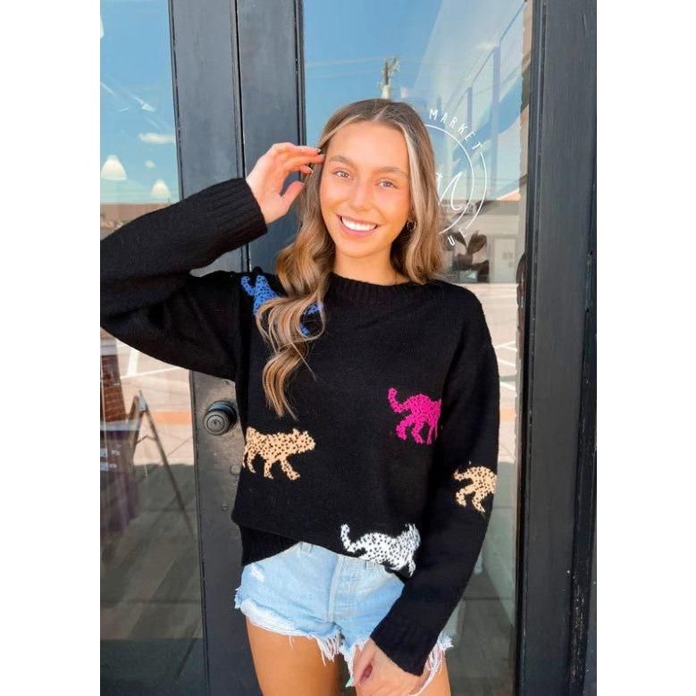 Wild Roar Multi Color Cheetah Print Sweater