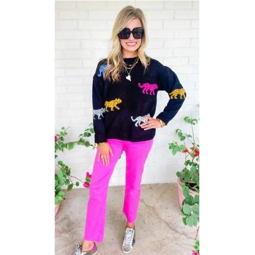 Wild Roar Multi Color Cheetah Print Sweater