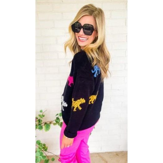 Wild Roar Multi Color Cheetah Print Sweater