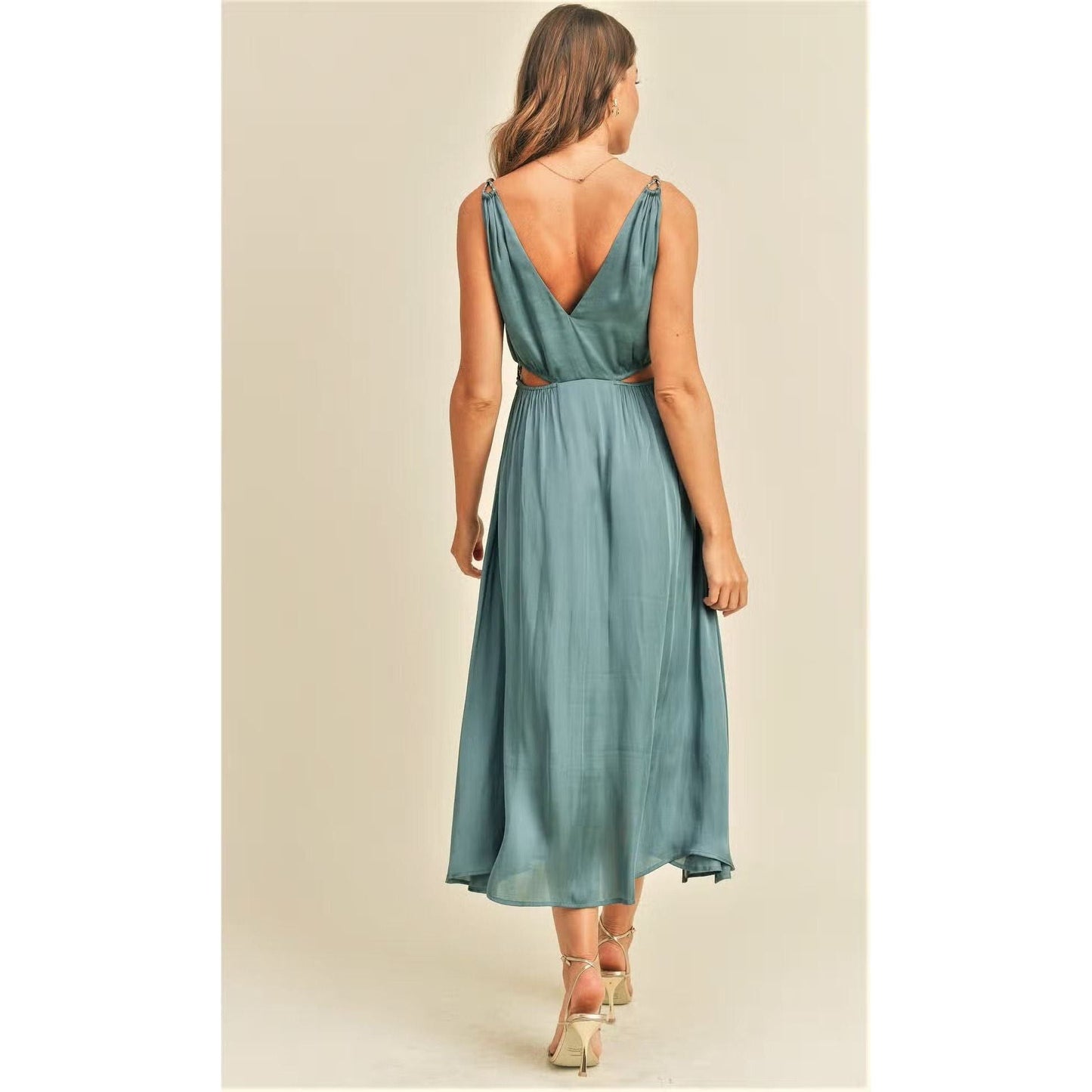Reset By Jane Marci Aqua Cut Out Midi Dress