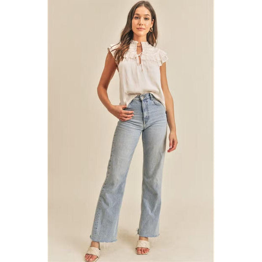 Reset By Jane Champagne Freya Silky Ruffle Top