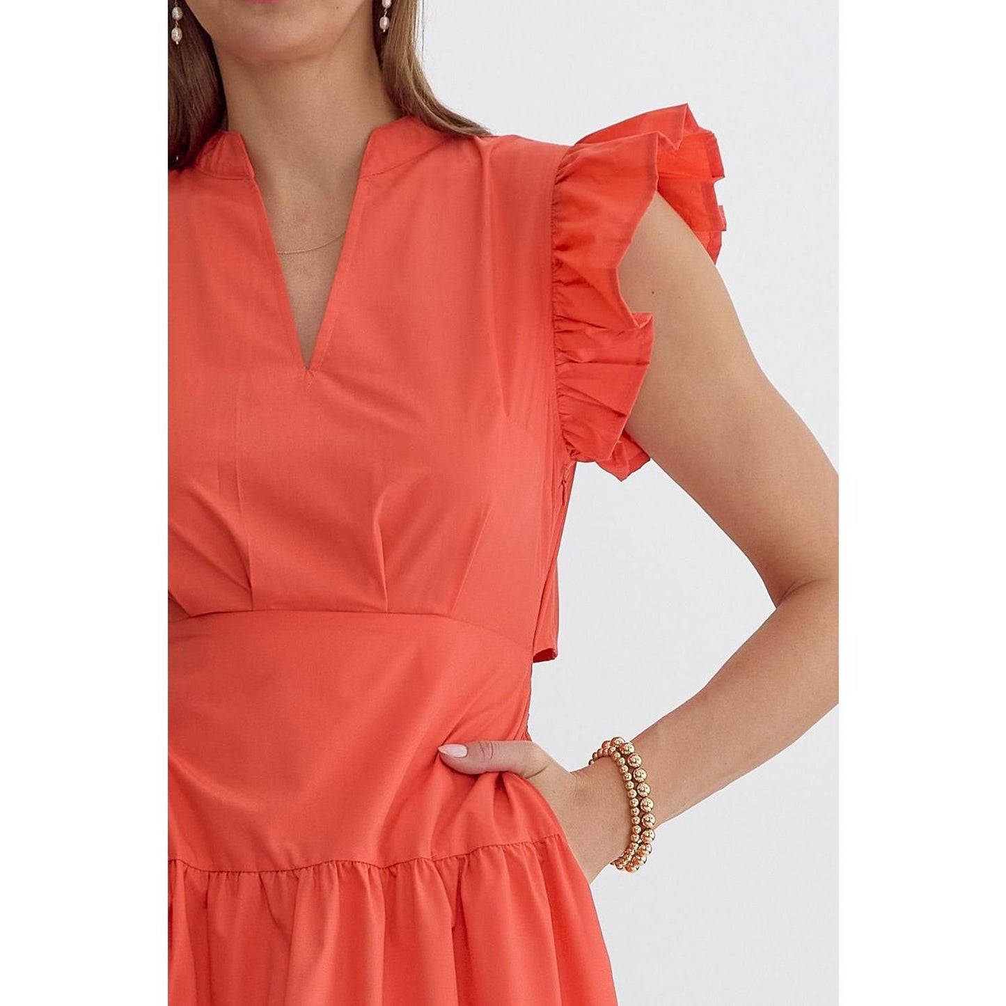 Coming Back For You Red Orange Tiered Midi Dress