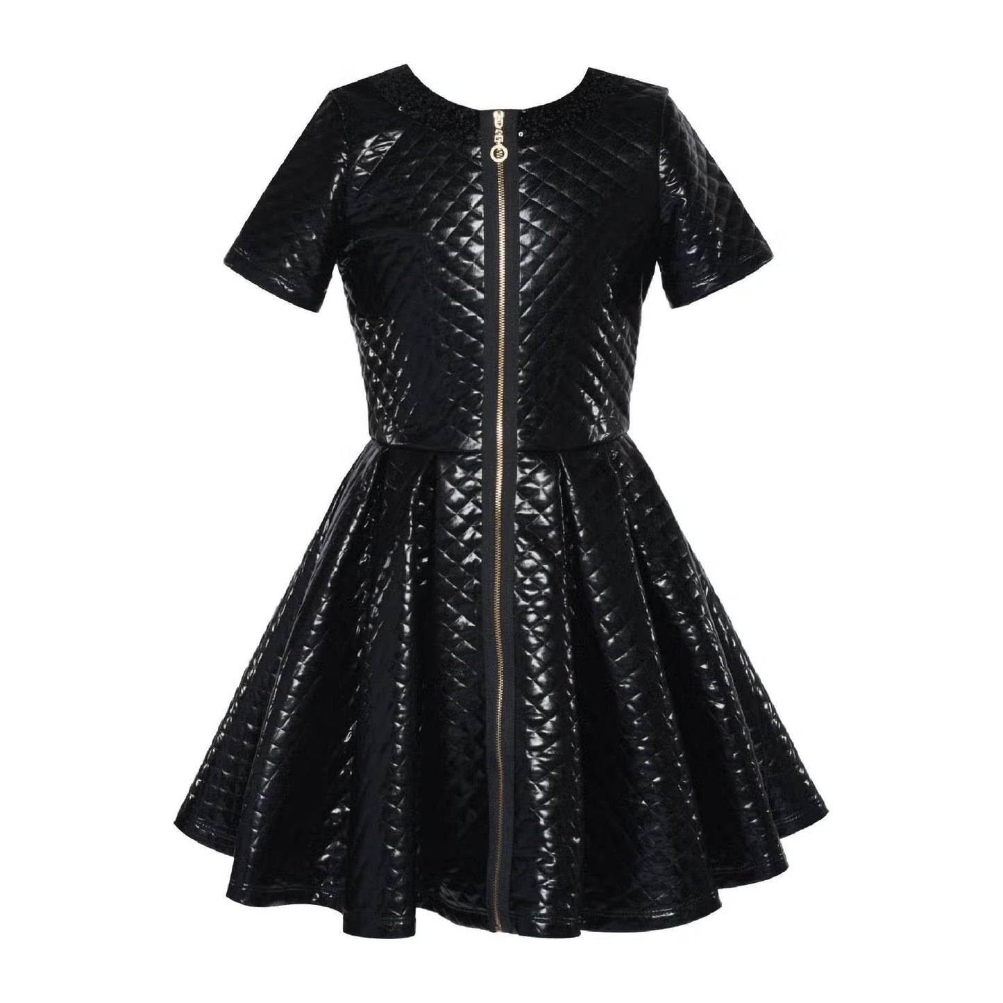Hannah Banana Quilted Dress with Double Zip Detail
