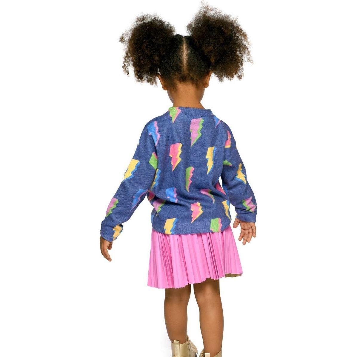 Truly Me Kid's Embellished Lightning Bolt Crewneck Sweater